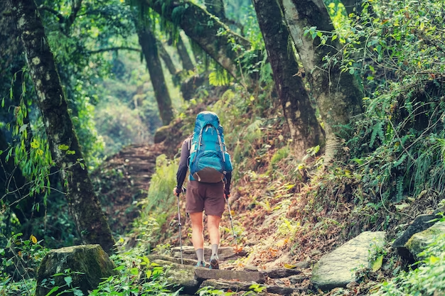 Man with a backpack hiking