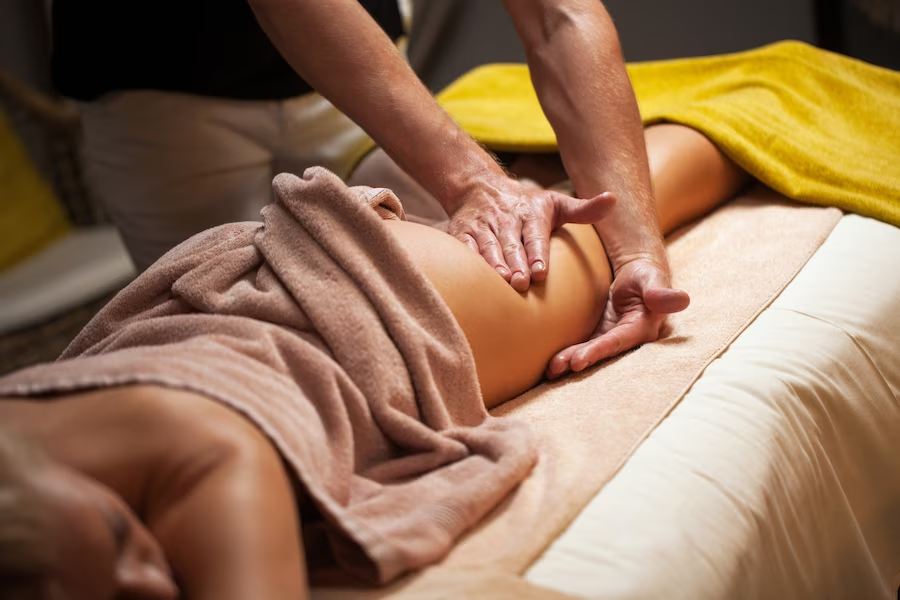 Girl receiving a back massage