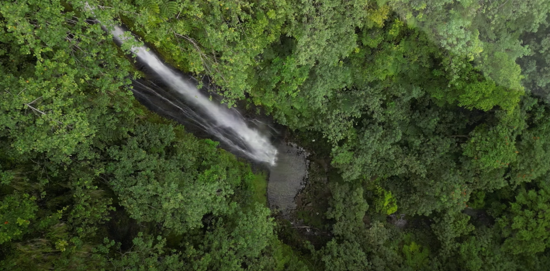 Aerial view of a waterfall