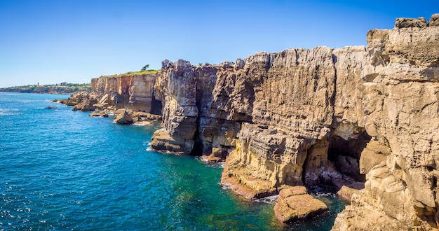 Large rock formation in a body of water