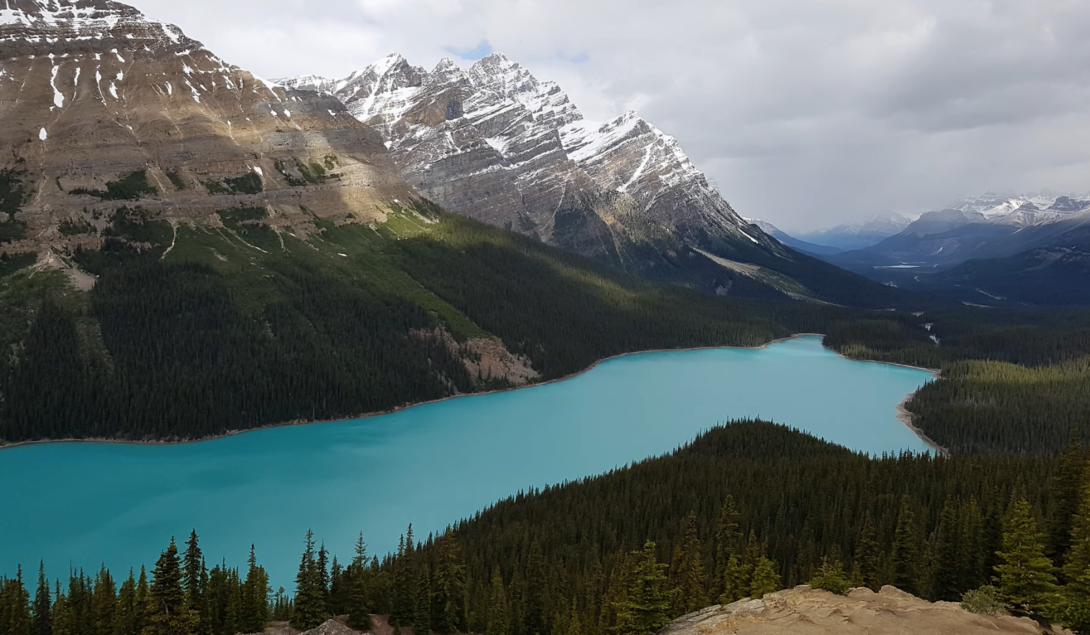 the lake among the mountains, trees near the blue lake